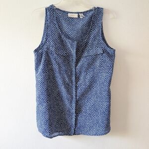 Chico's 1 Sleeveless Tank Top Blouse Shirt Button Down Blue
